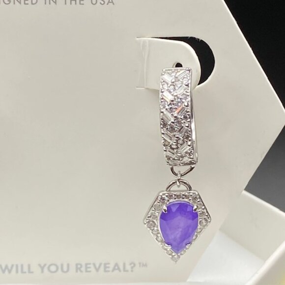 ** RARE UNICORN** Amethyst Fused with Genuine Quartz Hoop Earrings ER28302 - Picture 2 of 5